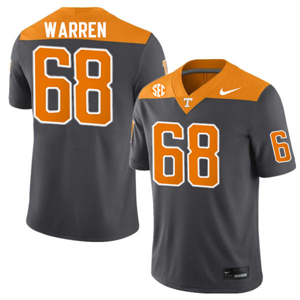 Men #68 Bennett Warren Tennessee Volunteers College Football Jerseys Stitched-Anthracite